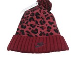 Nike Sportwear Burgundy Red Leopard Womens Pom Beanie One Size NEW DM840... - $27.95
