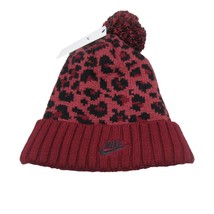 Nike Sportwear Burgundy Red Leopard Womens Pom Beanie One Size NEW DM840... - £22.01 GBP