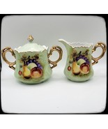  Lefton China Creamer and Sugar Fruit and Gold Trim Hand Painted Japan 6... - $40.88 CAD
