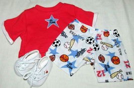 15&quot; doll clothes hand made sports outfit baseball basketball soccer shirt shoes - £9.61 GBP