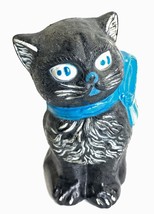 Vintage Tip Top 1950&#39;s Black Cat Plastic Coin Bank Small Piggy Bank - $13.95