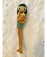 Vtg 50s Hula Hawaiian Poseable Fabric Doll Kawaii Showa Wahine  Big Eyes... - $32.67