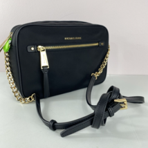 Michael Kors Crossbody Bag Polly East West Black  Medium Nylon Leather Zip B3D - £55.38 GBP