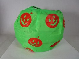 Vintage Gemmy Green Pumpkin Halloween Basket Kids Trick Or Treat Collapsible - £7.95 GBP
