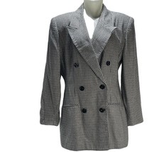 RAFAEL Womens Blazer Size 12 Houndstooth Double Breasted Jacket Blazer VINTAGE - £47.47 GBP