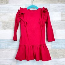 Ralph Lauren Ruffle Drop Waist Dress Red Jersey Knit Toddler Girl 18M 18... - £19.41 GBP