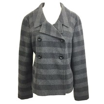 Gap Long Sleeve Double Breasted Wool Blazer Jacket size Medium Gray Striped - £19.37 GBP