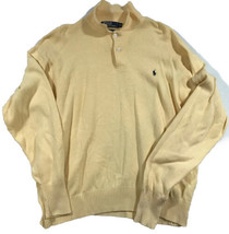 Polo Ralph Lauren Mens Sweater Yellow Long Sleeve Size XXL 2XL Blue Pony Logo - £15.47 GBP