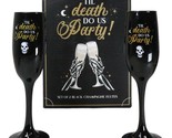 Til Death Do Us Party Series Skull Face Black &amp; Gold Glass Champagne Flu... - $22.99