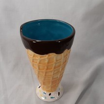 Pier One 1 Imports Waffle Cone Ice Cream Sundae Bowl Hand Painted Earthenware - £9.35 GBP