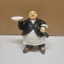 Vintage 8&quot; Butler Chef Standing Waiter Holding Server Tray  - £27.55 GBP