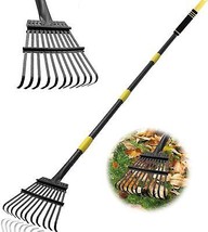 Garden Leaf Rakes 6FT Rakes for Lawns Heavy Duty 11 Metal Tines 9.5 inch Wide Ad - £29.20 GBP