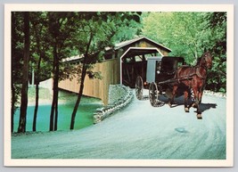 Amish Country Covered Bridge And Horse Buggy Vintage Postcard - £5.44 GBP