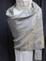 &quot;&quot;GRAY, BEIGE WITH SILVER THREADS&quot;&quot; - PASHMINA - CHARLIE PAIGE - £6.99 GBP