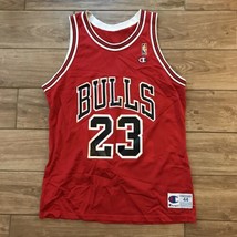 Vintage Champion Michael Jordan Chicago Bulls Authentic Road Red Jersey Size 44 - £179.44 GBP