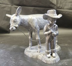 Michael Ricker Pewter Casting Children Boy with Calf &#39;Brent&#39;  1988 #902 - $28.05