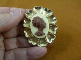 CA2-1 Rare African American LADY ivory + milk chocolate resin CAMEO Pin Pendant - £24.65 GBP