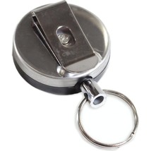 Heavy Duty Metal Retractable Badge Reel Holder Steel Cord Belt Clip key Ring - £5.96 GBP