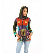 Handmade Patchwork Boho Hoodie 100% Pre-Washed Cotton Pixie Hood  Blue S... - $59.99