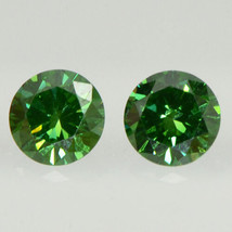 Round Shape Diamond Pair Fancy Green Color Loose Natural Enhanced VVS2 0.46 TCW - £414.10 GBP