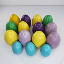 Vintage Wood Easter Eggs Hand Painted Set of 15 Colorful - £19.66 GBP