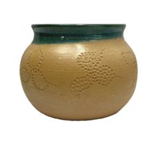 Hand Made Studio Art Pottery Yellow and Green Vase/Pot Signed - $14.24