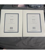 (2) FURIO HOME  Cream and Navy Blue Photo Mats Frame 8X10 Matting 5X7 - $185.91 MXN