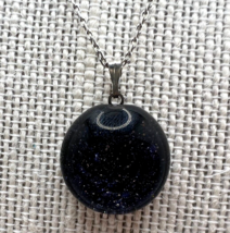 Murano Glass Handmade Glitter Black Pendant & 925 Sterling Silver Chain Necklace - £22.29 GBP