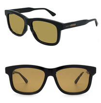 GUCCI 0824 Black Brown Rectangular Logo Unisex Gg0824s 006 Sport Sunglasses - £229.65 GBP