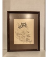 Signed 1976 Bill Neal&#39;s fine ink drawing of a  Raccoons - €52,23 EUR