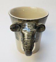 Pier 1 Elephant Coffee Mug 3D Stoneware Beige Multi-Color Hand Painted L... - £23.42 GBP