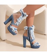 Denim Tassel Fringe High Heels - $117.95