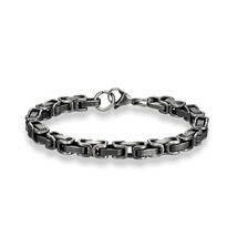 Retro Link Chain Bracelets for Men Overlap Interlocked Curb Chain Stainless Stee - £12.69 GBP