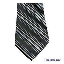 Michael by Michael Kors Mens Black Blue Gray Stripe Silk Neck Tie Necktie - £4.71 GBP