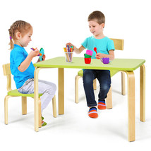 3PCS Kids Wooden Table & 2 Chairs Set Children Activity Art Desk Furniture Green - £114.88 GBP