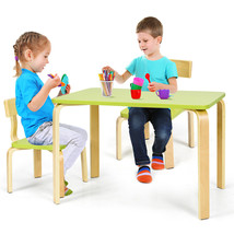 3PCS Kids Wooden Table &amp; 2 Chairs Set Children Activity Art Desk Furniture Green - £110.46 GBP