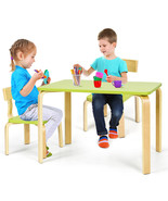 3PCS Kids Wooden Table &amp; 2 Chairs Set Children Activity Art Desk Furnitu... - £116.35 GBP