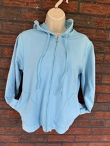 Lands End Hooded Jacket Small Blue Long Sleeve Stretch Pockets Hoodie Zip - $18.05