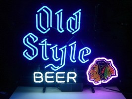 NHL Chicago Blackhawks Old Style Beer Neon Light Sign 16&#39;&#39; x 14&#39;&#39; - £390.35 GBP