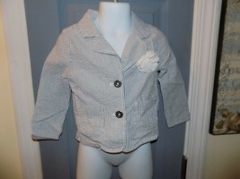 Genuine Kids By Oshkosh Seersucker Blue Striped Blazer Size 2T Girl&#39;s Euc - £14.35 GBP