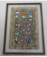 Original &amp; Vintage Framed Mexican Amate Bark Art Painting Workers Sellin... - $299.00