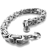 8&quot;, 8Mm Wide 316L Stainless Steel Bracelet Byzantine Link Chain Bracelet... - £20.33 GBP