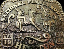 1985 NFR Belt Buckle Hesston Calf Roping Rodeo Cowboy Cattle Western Horse Kid - £30.24 GBP