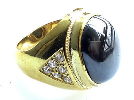 Black Leklai Metal Charm Ring with Gemstone Lucky Power, Top Thai Blesse... - £23.97 GBP