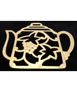 Vintage Brass Open Work Teapot Grapes Shaped Trivet Decor MCM 7&quot; Footed ... - $19.99
