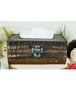 Country Rustic Western Blue Cross W/ Concho Rectangular Tissue Box Holde... - $45.21 CAD