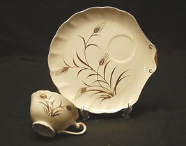 Old Vintage Wheat Snack Plate &amp; Cup Set by Lefton China Gold Wheat Pattern 2766 - £19.77 GBP