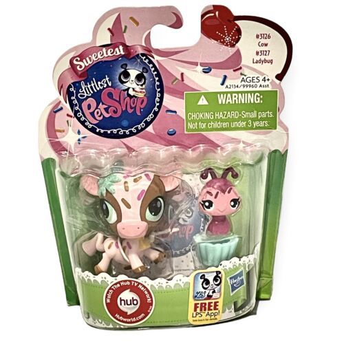 Sweetest Littlest Pet Shop LPS # 3126 Brown Pink Cow Sprinkles #3127 Ladybug NEW - $29.58