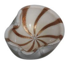 VTG MURANO Aventurine Gold CIRCUS TENT Hand Blown Art Glass Ashtray Bowl... - $138.55