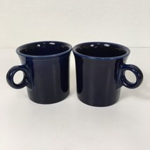 Fiesta Dark Cobalt Blue Ceramic Mugs Finger O-Ring Vintage Coffee Cups HLC USA - £7.73 GBP